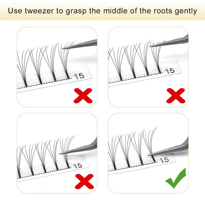 PRO LASHBEAUTY Premade Fans Eyelash Extensions 5D-C-0.10-15 Long Stem Premade Volume Eyelash Extensions .07 .10 Premade Volume Fans C D Curl(5D-C-0.10,15 mm) - Image 4